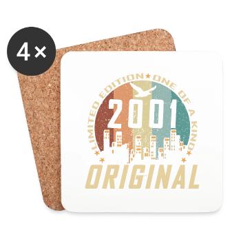 Vintage December 2001 23 Year Anniversary Gift - Coasters (set of 4) - white - Front