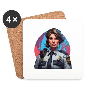 Police / Opérations / Profession / Emploi / Forces d’urgence - Dessous de verre (lot de 4) - blanc - Devant