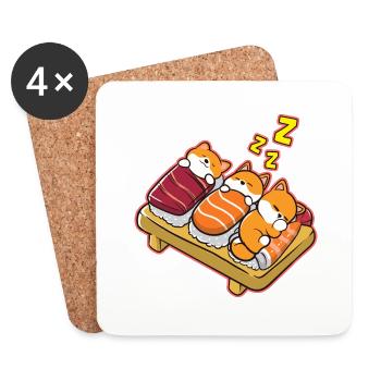 Shiba Inu Hund Sushi Japan Akita I Geschenk - Untersetzer (4er-Set) - Weiß - Vorne