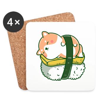 Shiba Inu Hund Sushi Japan Akita I Geschenk - Untersetzer (4er-Set) - Weiß - Vorne