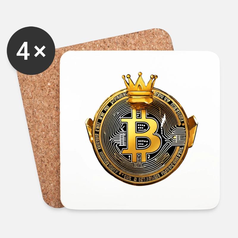 King Bitcoin - Cooles Bitcoin Logo - Untersetzer (4er-Set) - Weiß