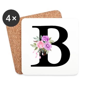 Purple floral letter b - Coasters (set of 4) - white - Front