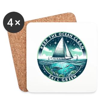 Voilier Voilier Ocean Clean Keep Sailing Green - Dessous de verre (lot de 4) - blanc - Devant