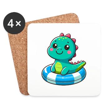 Designs For Kids – Lustige Dinosaurier - Untersetzer (4er-Set) - Weiß - Vorne