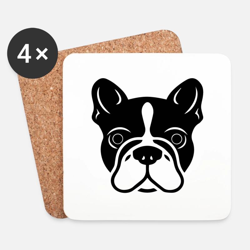 Französische Bulldogge - Untersetzer (4er-Set) - Weiß