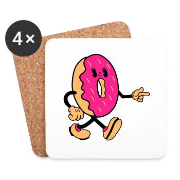 Bande dessinée Donut - Dessous de verre (lot de 4) - blanc - Devant