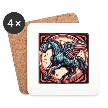 Pegasus / Wings /Greek / Fantasy - Coasters (set of 4) - white - Front