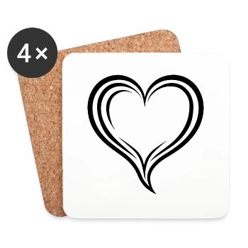 Coeur, Amour, Saint Valentin, Symbole - Dessous de verre (lot de 4) - blanc - Devant