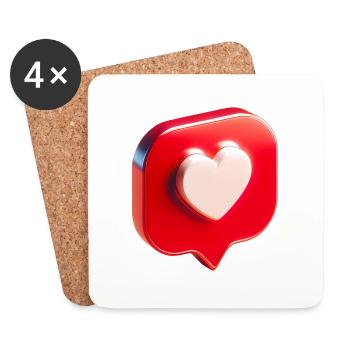 Heart - Love Message - Coasters (set of 4) - white - Front