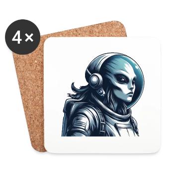 Alien Astronaut Weltraum Erkundung - Untersetzer (4er-Set) - Weiß - Vorne
