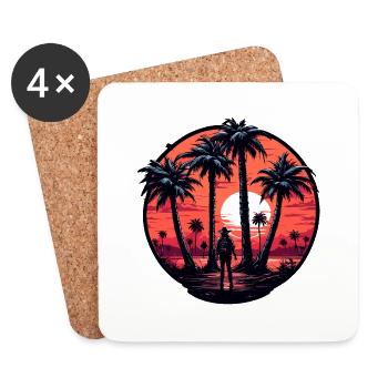 Strand / Insel / Urlaub / Sommer / Sonne / Meer - Untersetzer (4er-Set) - Weiß - Vorne