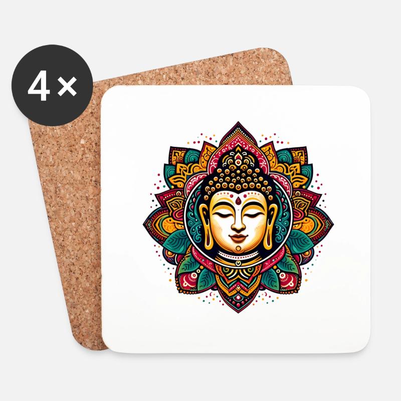 Freude des Buddha - Untersetzer (4er-Set) - Weiß