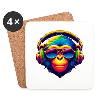 DJ Groove Monkey - Coasters (set of 4) - white - Front