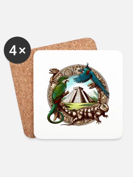 Wonders of the Maya - Coasters (set of 4) - white