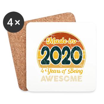 Born in 2020 - Vintage 2020 Retro Anniversary - Coasters (set of 4) - white - Front