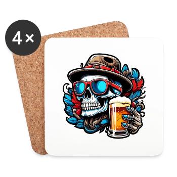 Skull / Totenkopf / Skelett / Gothic / Tattoo - Untersetzer (4er-Set) - Weiß - Vorne