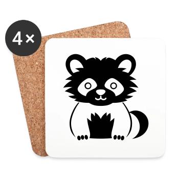 panda roux - Dessous de verre (lot de 4) - blanc - Devant