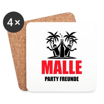 Malle Party Freunde Urlaub Mallorca - Untersetzer (4er-Set) - Weiß - Vorne