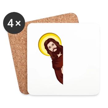 Je dis à papa drôle Jésus Meme Dieu Religieux - Dessous de verre (lot de 4) - blanc - Devant