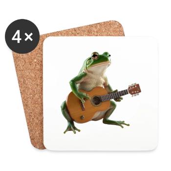 Froschkröte Musiker Gitarre - Untersetzer (4er-Set) - Weiß - Vorne