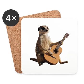 Meerkat Seated Guitar Musician - Coasters (set of 4) - white - Front