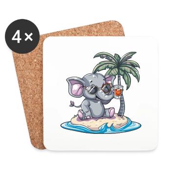 Palmier d’été de l’île de l’éléphant - Dessous de verre (lot de 4) - blanc - Devant