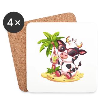 Kuh Insel Sommer Palme - Untersetzer (4er-Set) - Weiß - Vorne