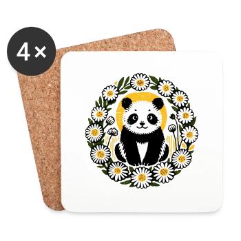 Großer Panda - Untersetzer (4er-Set) - Weiß - Vorne