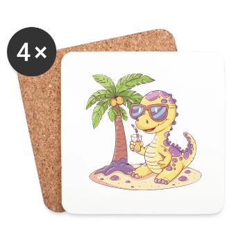 Dinosaurier brontosaurus Sommer - Untersetzer (4er-Set) - Weiß - Vorne
