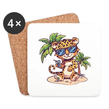 Palmier d’été de l’île Leopard - Dessous de verre (lot de 4) - blanc - Devant
