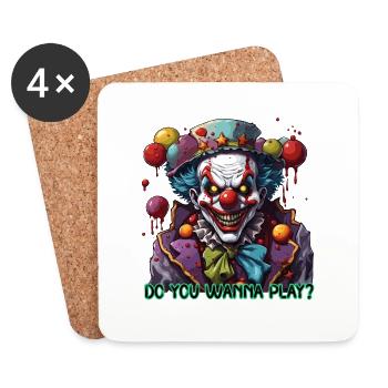 Clown / Zirkus / Fasching / Karneval / verspielt - Untersetzer (4er-Set) - Weiß - Vorne