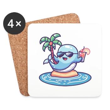 Wal Sommer Urlaub - Untersetzer (4er-Set) - Weiß - Vorne