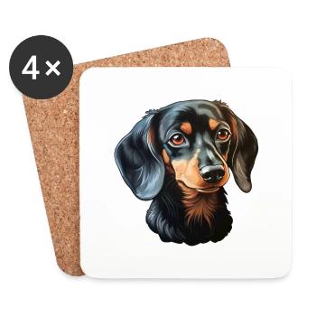 Dachshund Dachshund Head - Coasters (set of 4) - white - Front