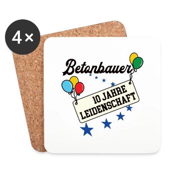 Betonbauer Jubiläum 10 Jahre 10. jähriges Jubi 10t - Untersetzer (4er-Set) - Weiß - Vorne
