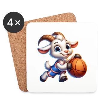 Niedliche Ziege Spielt Basketball - Untersetzer (4er-Set) - Weiß - Vorne