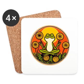 Grenouille Zen - Dessous de verre (lot de 4) - blanc - Devant