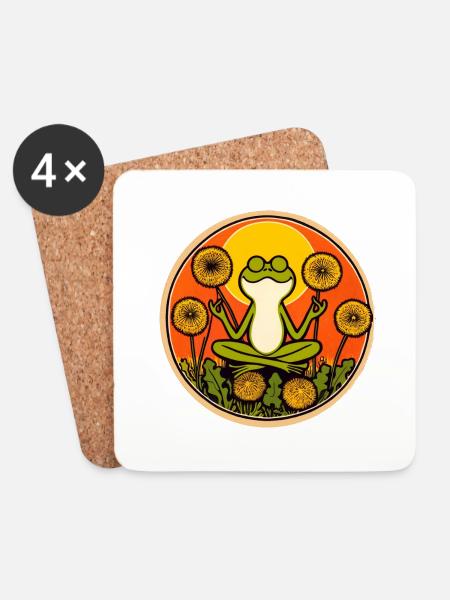 Zen-Frosch - Untersetzer (4er-Set) - Weiß