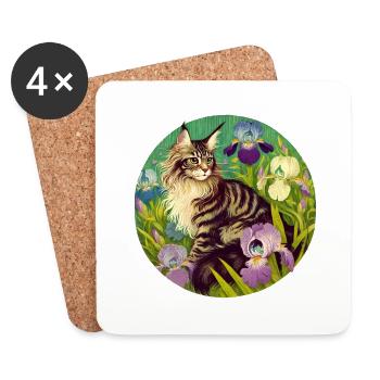 Braun getigerte Katze Iris - Untersetzer (4er-Set) - Weiß - Vorne