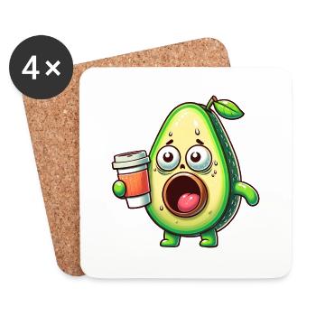 Avocado with Coffee Caffeine Shock - Coasters (set of 4) - white - Front