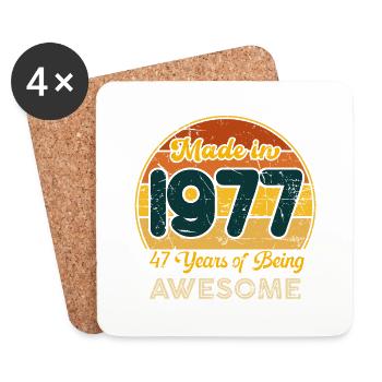 Born in 1977 - Vintage 1977 Retro Birthday - Coasters (set of 4) - white - Front