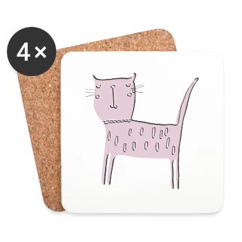 katze relief rosa - Untersetzer (4er-Set) - Weiß - Vorne