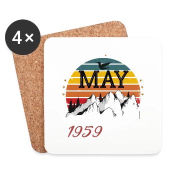 Mai 1959 Original Mai 1959 Geburtstagsgeschenk - Untersetzer (4er-Set) - Weiß - Vorne