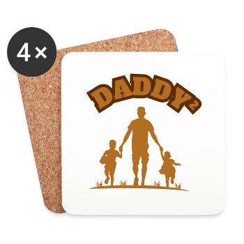 Daddy² 2 Children Brown - Untersetzer (4er-Set) - Weiß - Vorne