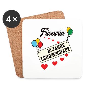 Friseurin Jubiläum 10 Jahre 10. jähriges Jubi - Untersetzer (4er-Set) - Weiß - Vorne