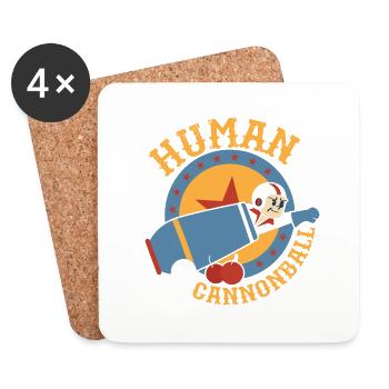 Human Cannonball Theme Party Circus Costume - Coasters (set of 4) - white - Front