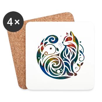 chat chat chats animal de compagnie mignonne animal mignon - Dessous de verre (lot de 4) - blanc - Devant