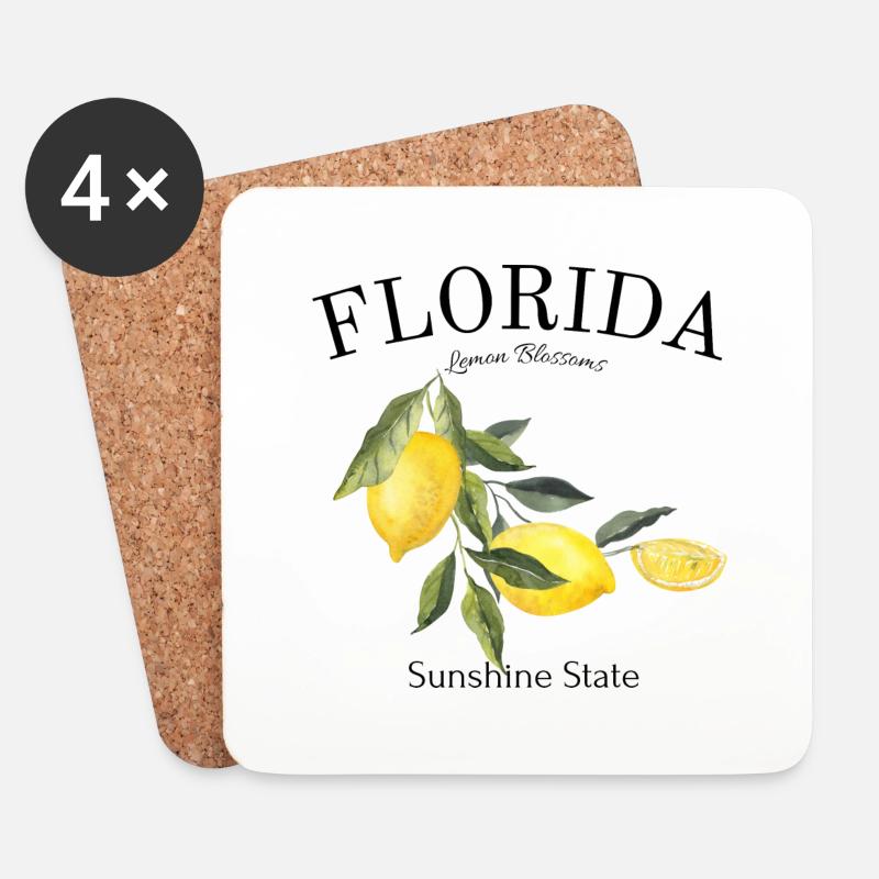 Florida - Sunshine State - Miami - Orlando - USA - Untersetzer (4er-Set) - Weiß