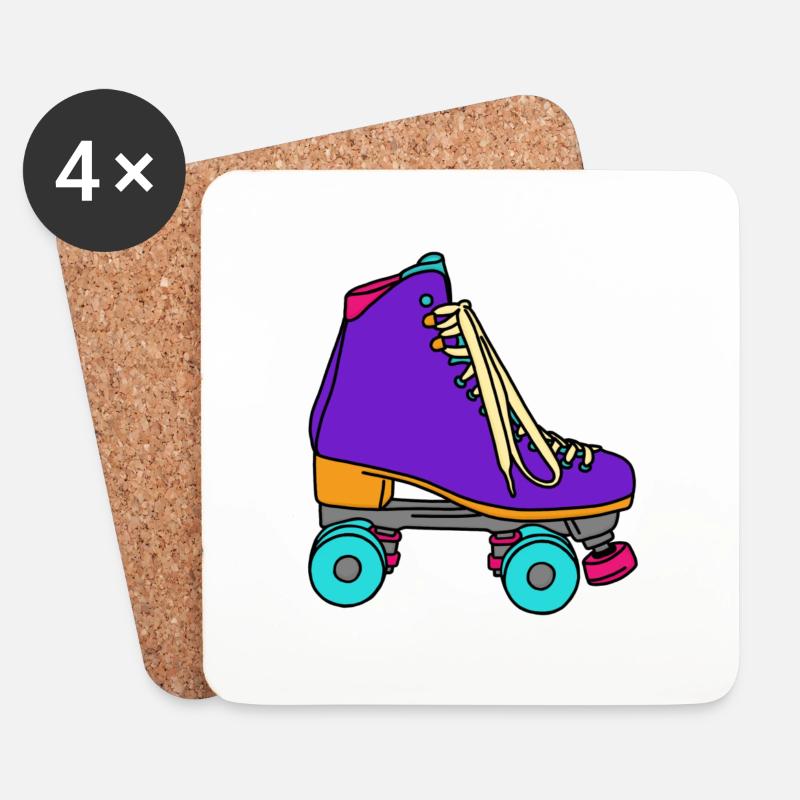 Rollschuh - Untersetzer (4er-Set) - Weiß