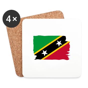 Drapeau de Saint-Kitts-et-Nevis - Antilles - Caraïbes - Dessous de verre (lot de 4) - blanc - Devant
