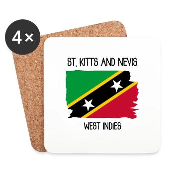 Saint Kitts and Nevis - Caribbean - West Indies - Coasters (set of 4) - white - Front